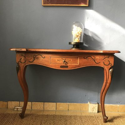 Wooden Console with Smoked Glass, 1950s-DKC-775335