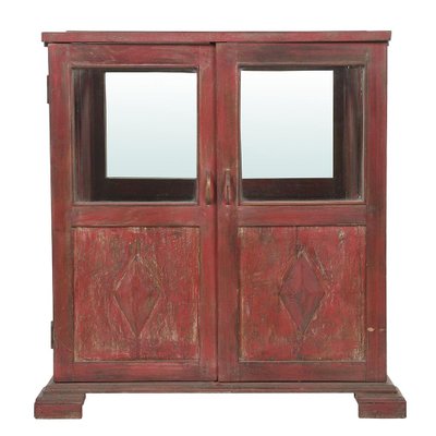 Wooden Display Case with Red Patina-NQ-1706847