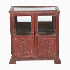 Wooden Display Case with Red Patina-NQ-1706847