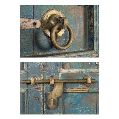 Wooden Door with Blue Patina, 1920s-NQ-656388