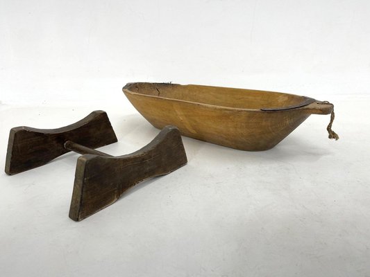 Wooden Dough Trough on Original Stand with Metal Details, 1890s-TZ-1422359