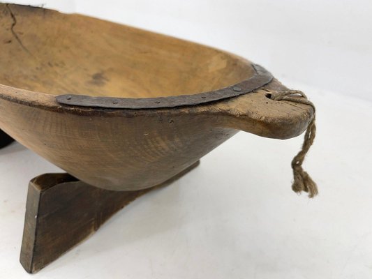 Wooden Dough Trough on Original Stand with Metal Details, 1890s-TZ-1422359