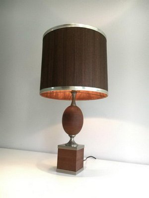 Wooden Egg Lamp and Brushed Steel, 1970s-BA-1365749