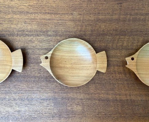 Wooden Fish Shaped Bowls, 1960s, Set of 5-UAH-1444860