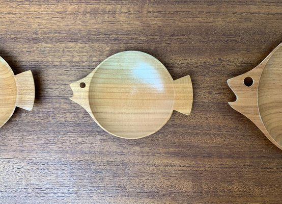 Wooden Fish Shaped Bowls, 1960s, Set of 5-UAH-1444860