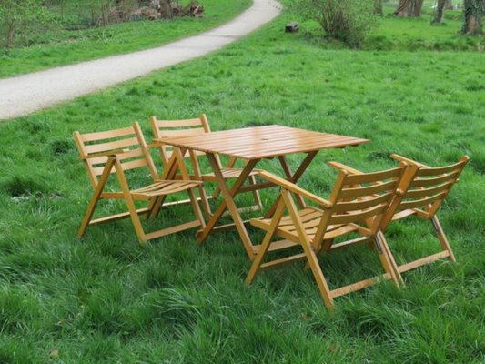 Wooden Folding Garden Set, Set of 5-UKG-1259210