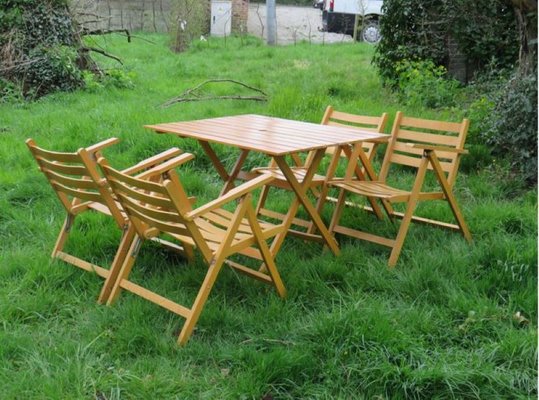 Wooden Folding Garden Set, Set of 5-UKG-1259210