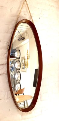 Wooden Framed Oval Hall Mirror, Italy 1960s-PCJ-1384533