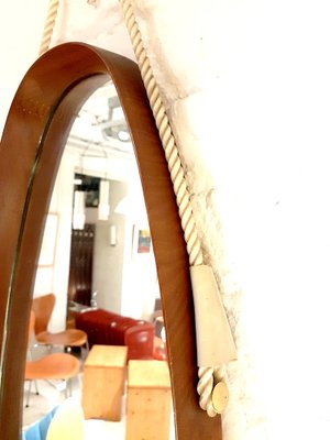 Wooden Framed Oval Hall Mirror, Italy 1960s-PCJ-1384533