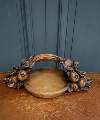 Wooden Fruit Basket Carved by Michel, 1970s-QKG-1795364