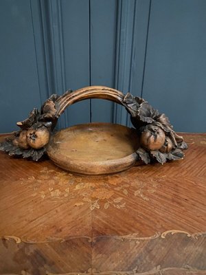 Wooden Fruit Basket Carved by Michel, 1970s-QKG-1795364