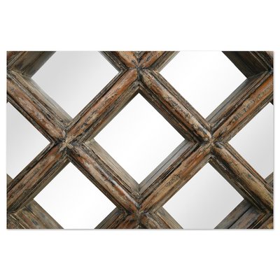 Wooden Geometric Structure Mirror-NQ-1792685