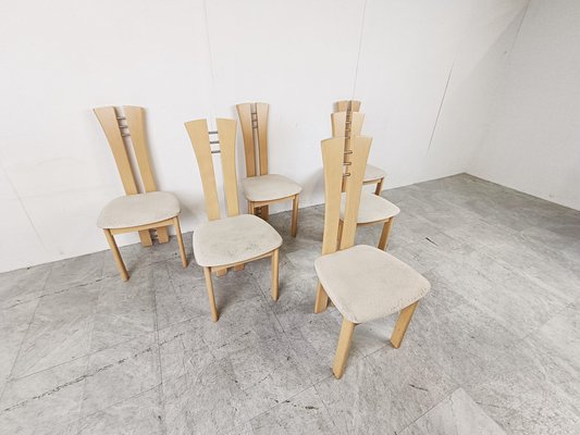 Wooden High Back Dining Chairs, 1990s, Set of 6-IRH-1776645