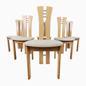 Wooden High Back Dining Chairs, 1990s, Set of 6-IRH-1776645