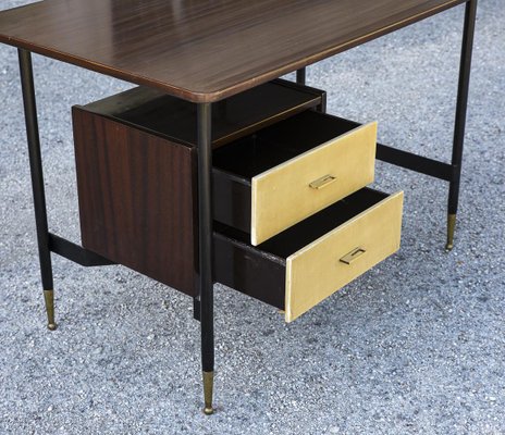 Wooden & Metal Desk with Drawers, Italy, 1950s-RAQ-1306923