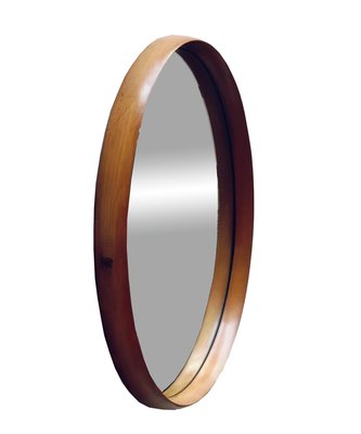 Wooden Round Wall Mirror, 1960s-YUW-2020814