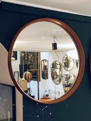 Wooden Round Wall Mirror, 1960s-YUW-2020814