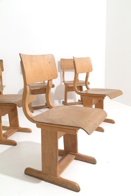 Wooden School Chairs, 1950s, Set of 6-IEW-1148365