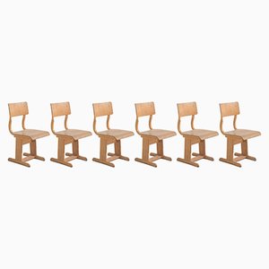 Wooden School Chairs, 1950s, Set of 6-IEW-1148365