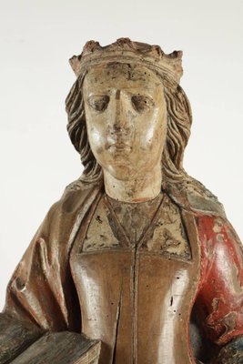 Wooden Sculpture of Saint Catherine in Walnut-WFS-744840