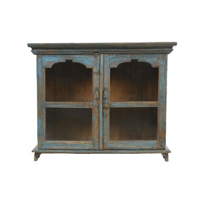 Wooden Showcase with Blue Patina-NQ-1141952