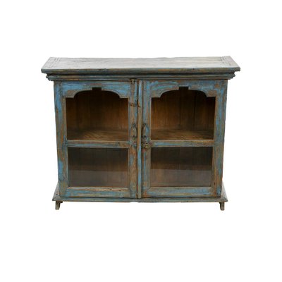 Wooden Showcase with Blue Patina-NQ-1141952