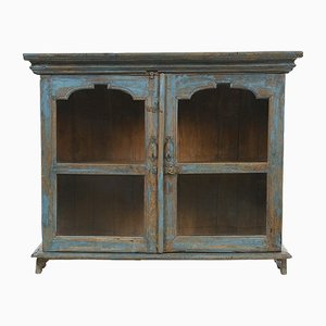 Wooden Showcase with Blue Patina-NQ-1141952