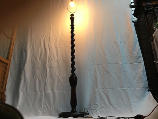 Wooden Spiral Floor Lamp, 1940s-WQQ-668087