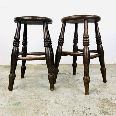 Wooden Stool with Twisted Legs-LCQ-1331055