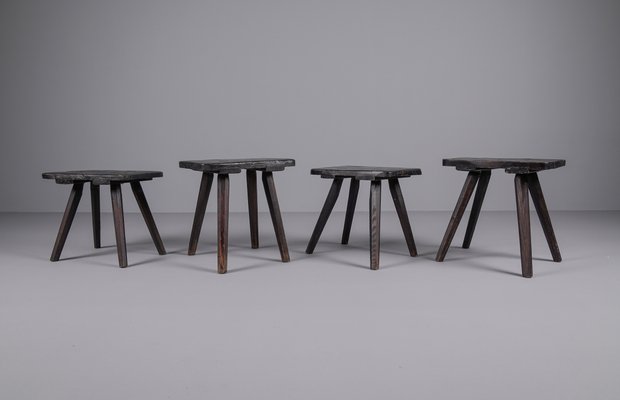 Wooden Stools, 1950s, Set of 4-KQB-1427251