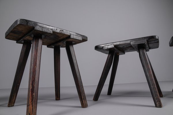 Wooden Stools, 1950s, Set of 4-KQB-1427251