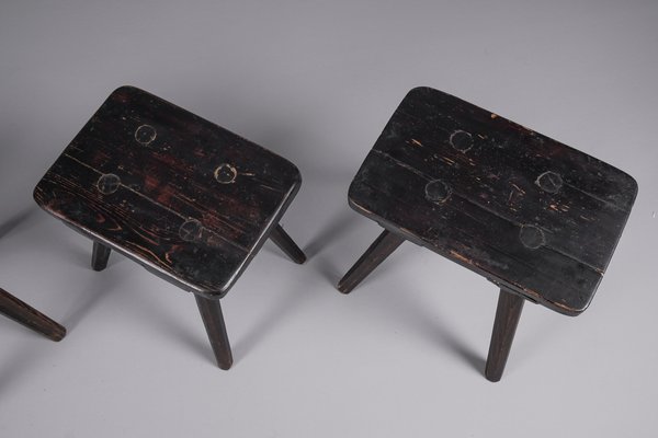 Wooden Stools, 1950s, Set of 4-KQB-1427251