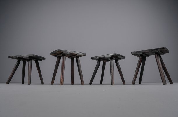 Wooden Stools, 1950s, Set of 4-KQB-1427251