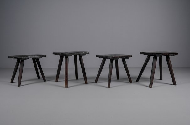 Wooden Stools, 1950s, Set of 4-KQB-1427251