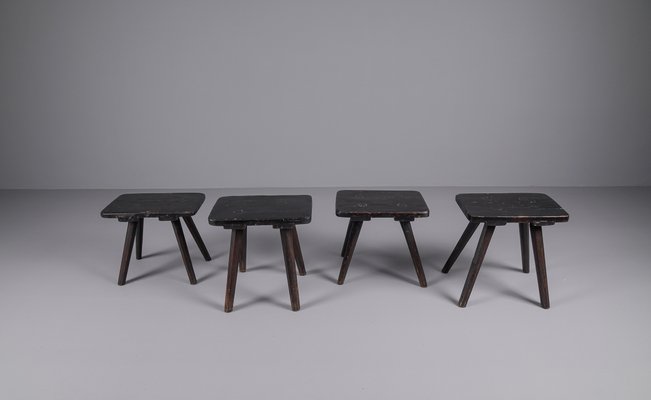 Wooden Stools, 1950s, Set of 4-KQB-1427251