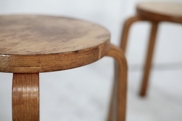 Wooden Stools attributed to Alvar Aalto, 1970s, Set of 2-MAO-1723203