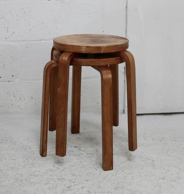 Wooden Stools attributed to Alvar Aalto, 1970s, Set of 2-MAO-1723203