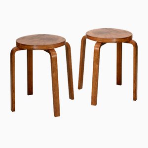 Wooden Stools attributed to Alvar Aalto, 1970s, Set of 2-MAO-1723203