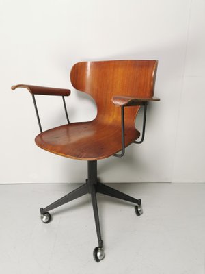 Wooden Swivel Chair in Teak and Plywood by Carlo Ratti for Legni Curvati, 1950s-PRS-842590