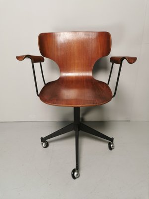 Wooden Swivel Chair in Teak and Plywood by Carlo Ratti for Legni Curvati, 1950s-PRS-842590