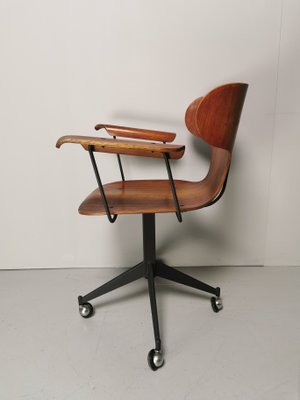 Wooden Swivel Chair in Teak and Plywood by Carlo Ratti for Legni Curvati, 1950s-PRS-842590