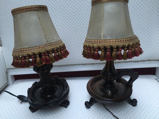 Wooden Table Lamps, 1940s, Set of 2-WQQ-689136