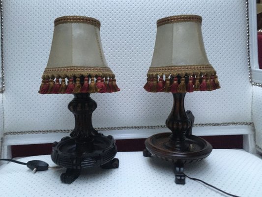 Wooden Table Lamps, 1940s, Set of 2-WQQ-689136