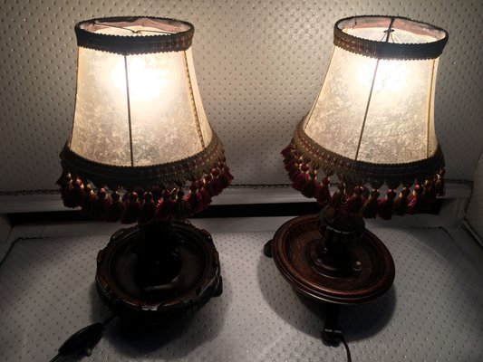 Wooden Table Lamps, 1940s, Set of 2-WQQ-689136