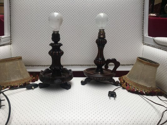 Wooden Table Lamps, 1940s, Set of 2-WQQ-689136