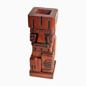 Wooden Tiki Totem Sculpture Pen Holder, 1960-UR-1820303