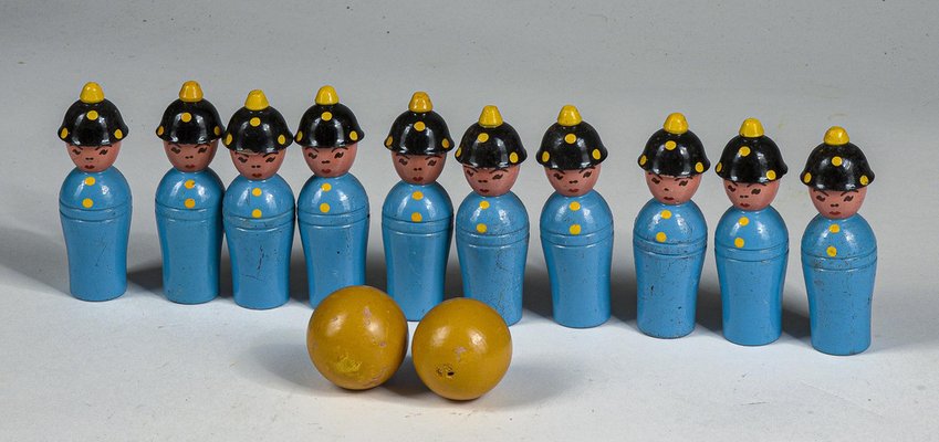 Wooden Toy Bowling Game from Gurman Matelica, Italy, 1940s, Set of 12-RAQ-1406869