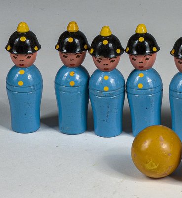 Wooden Toy Bowling Game from Gurman Matelica, Italy, 1940s, Set of 12-RAQ-1406869