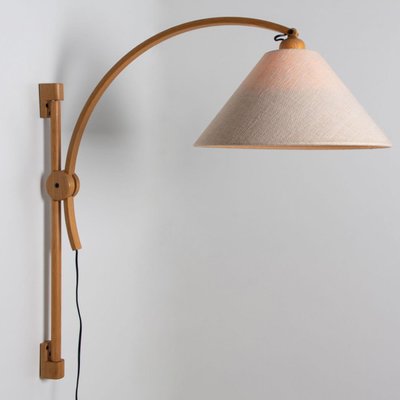 Wooden Wall Lights with Natural Shade by Domus Germany, 1970s-VDW-1358400