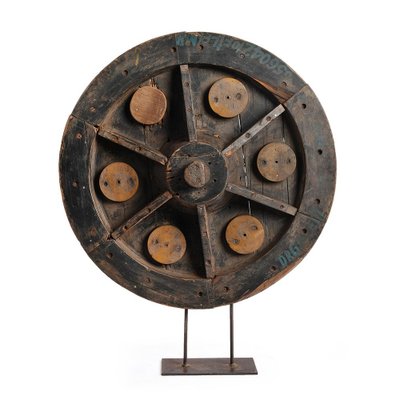 Wooden Wheel on Iron Base-NQ-922366